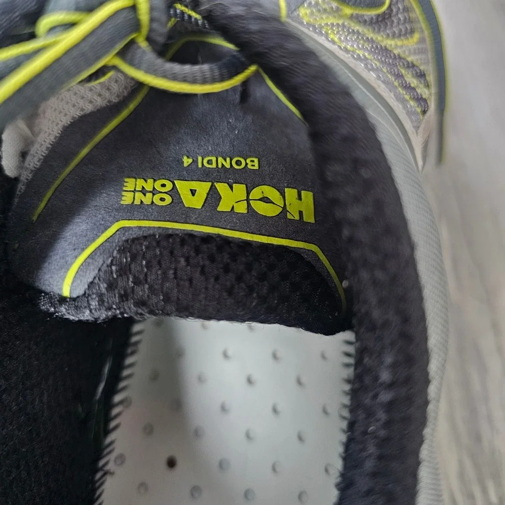 Hoka One One Bondi 4 Men 14 2E Wide Gray Yellow Running Shoes 1012562‎